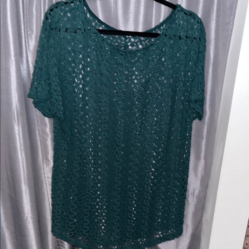 Source Unknown Green Crochet Blouse